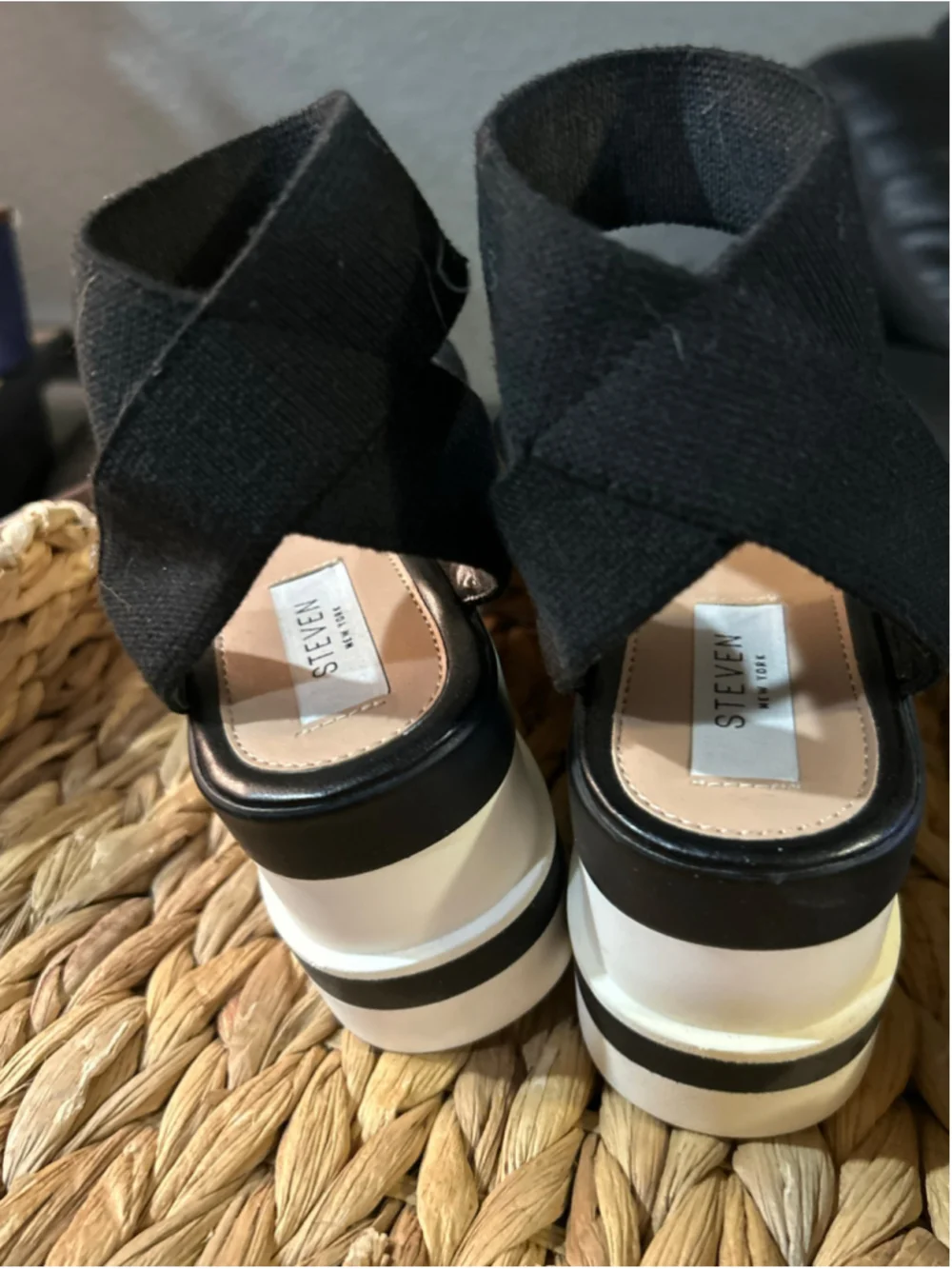 Women's Steven New York Black and White Platform Sandals